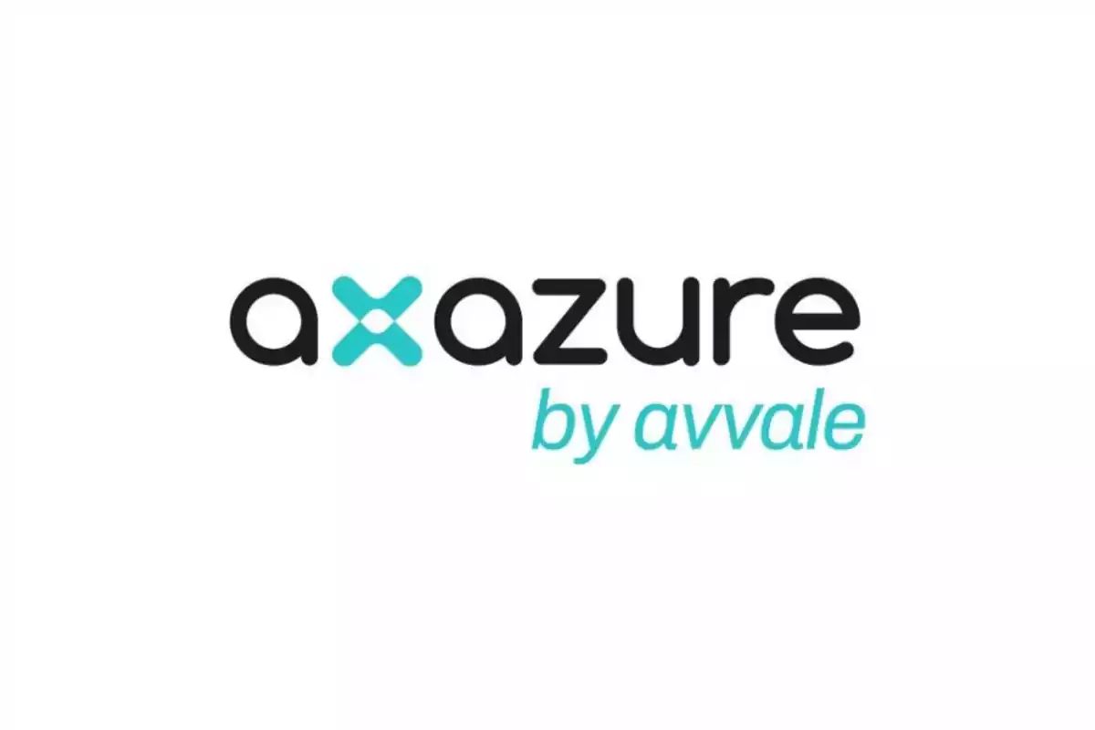 Logotipo de axazure by avvale con letras en negro y azul sobre fondo blanco Logotipo de axazure by avvale con letras en negro y azul sobre fondo blanco