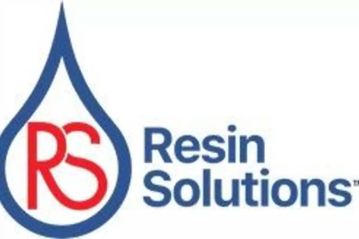 Logo de Resin Solutions con las letras RS en rojo dentro de una gota azul y el texto Resin Solutions a la derecha Logo de Resin Solutions con las letras RS en rojo dentro de una gota azul y el texto Resin Solutions a la derecha