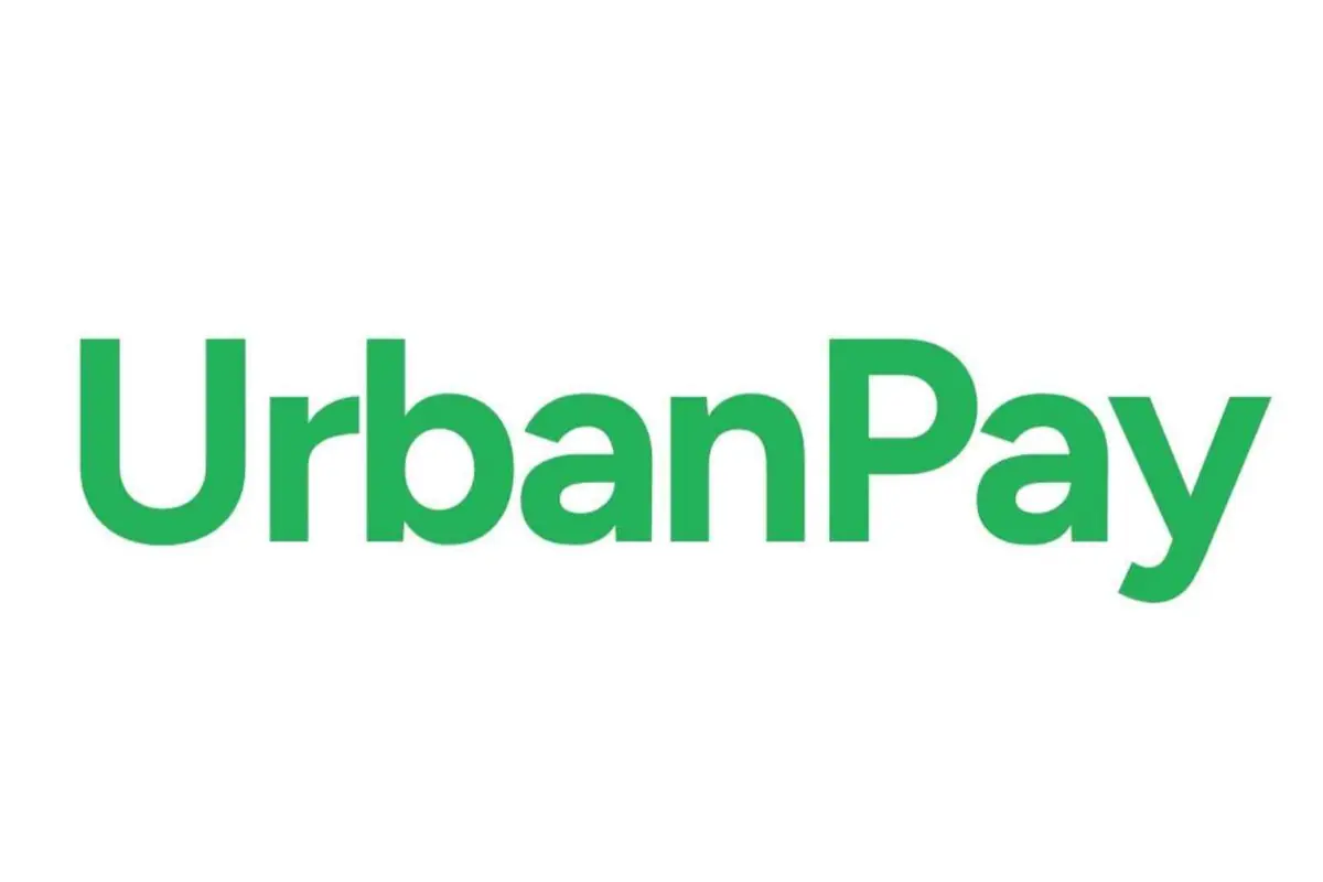 Logotipo de UrbanPay con texto verde sobre fondo blanco