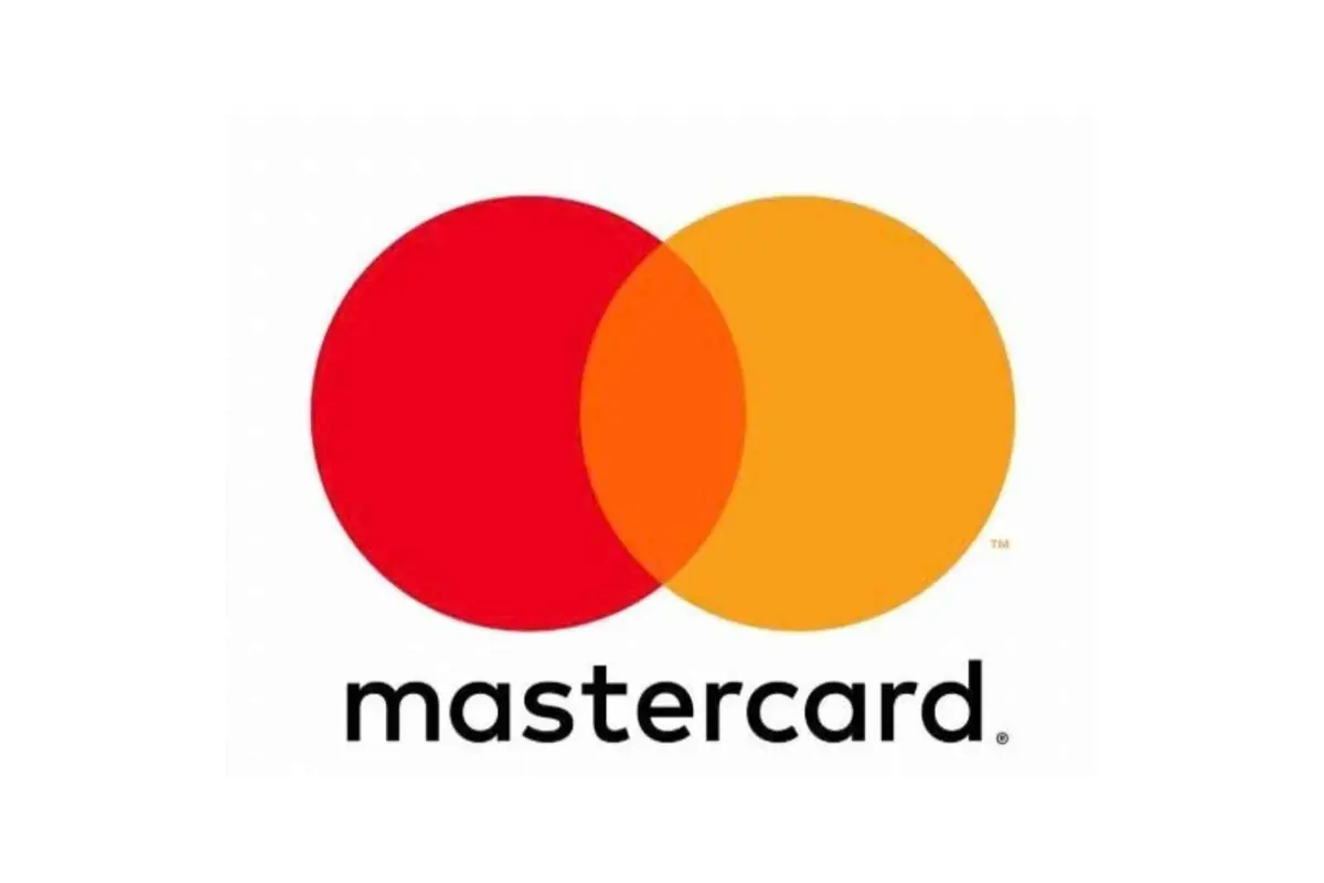 Logotipo de Mastercard con dos círculos superpuestos rojo y naranja sobre fondo blanco