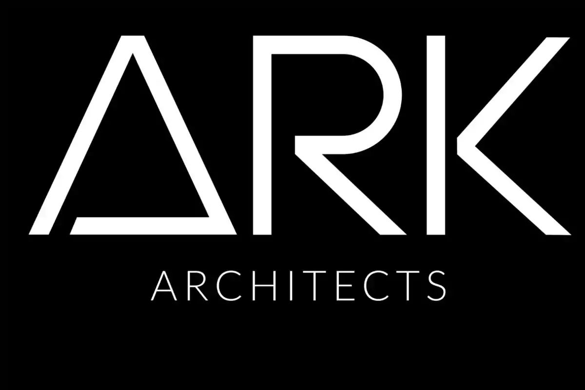 Logotipo de ARK Architects en fondo negro con texto blanco.