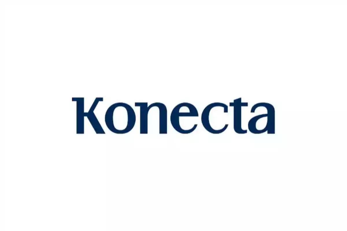 Logotipo de la empresa Konecta en letras azules sobre fondo blanco.