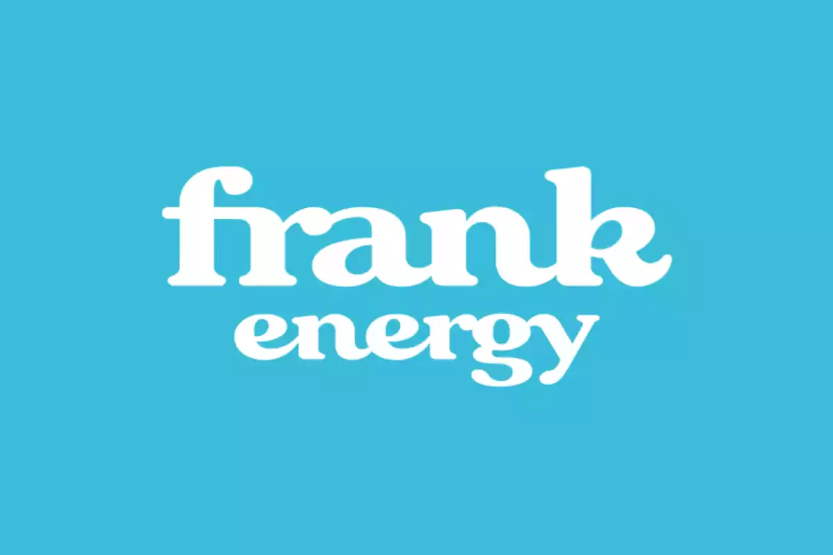 Logo de Frank Energy con fondo azul.