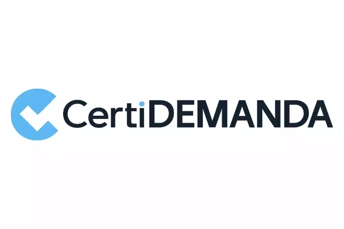 Logotipo de CertiDEMANDA con un icono de verificación en azul.