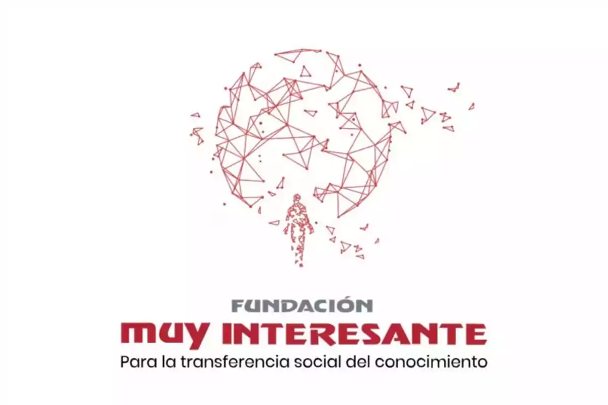 Logotipo de la Fundación Muy Interesante para la transferencia social del conocimiento con un diseño geométrico en rojo.