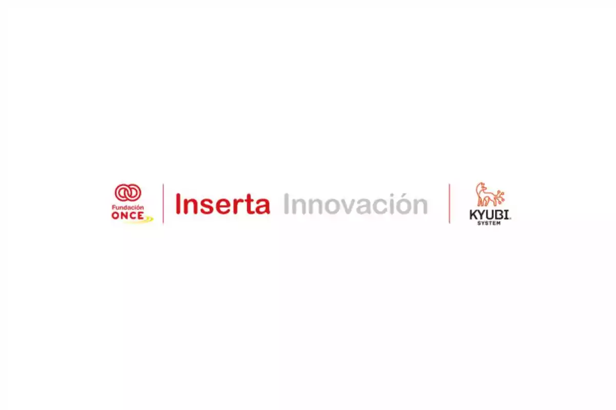 Logos de Fundación ONCE, Inserta Innovación y KYUBI SYSTEM sobre un fondo blanco.