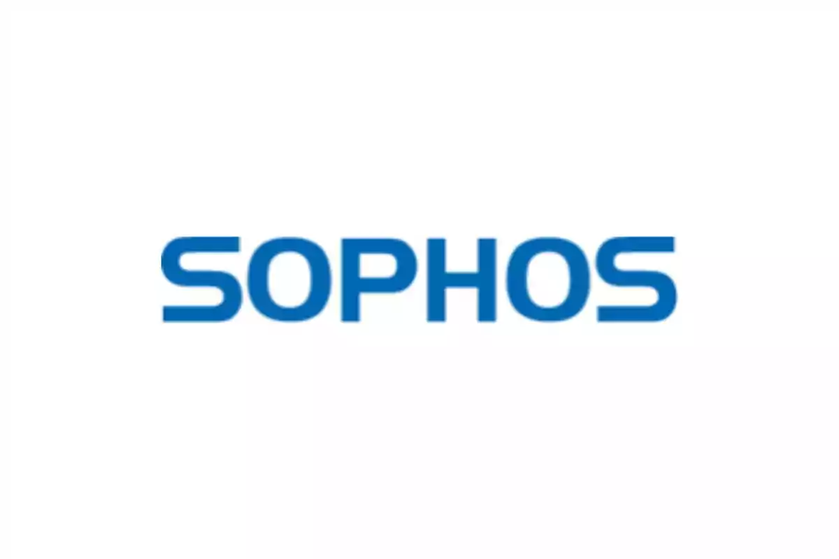 Logotipo de la empresa Sophos en letras azules sobre fondo blanco.