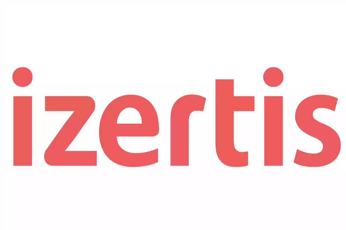 Logotipo de Izertis en color rojo sobre fondo blanco.