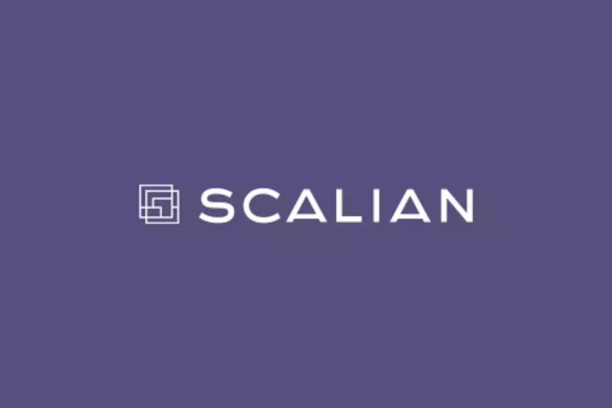 Logo de Scalian con fondo morado y texto blanco