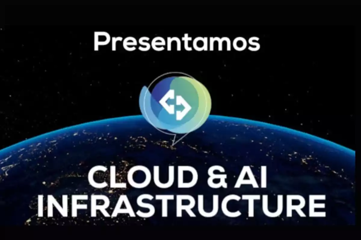 Presentación de infraestructura de nube e inteligencia artificial sobre un fondo de la Tierra vista desde el espacio.