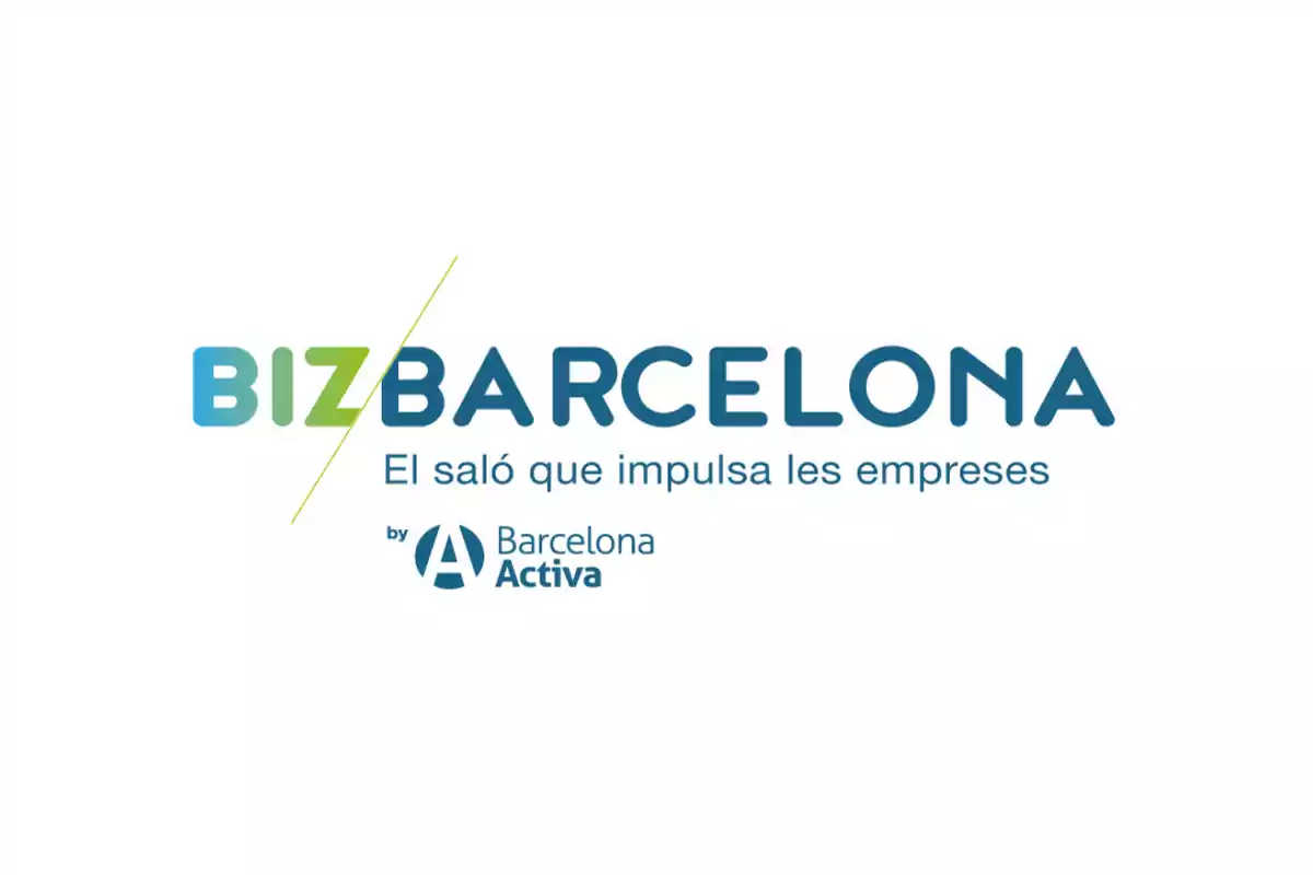 Logo de BIZBARCELONA con el texto "El salón que impulsa les empreses" y el logotipo de Barcelona Activa.