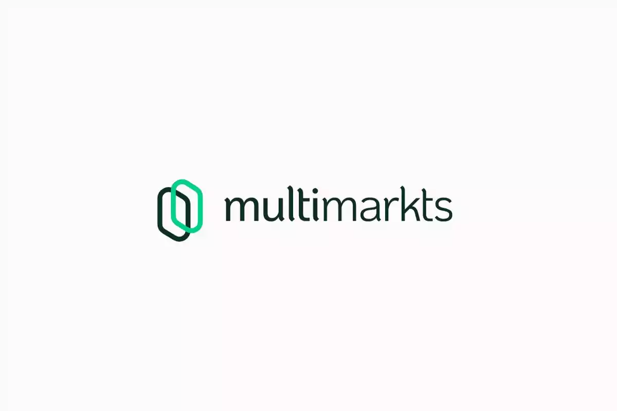 Logotipo de Multimarkts con diseño de dos anillos entrelazados en tonos verdes.