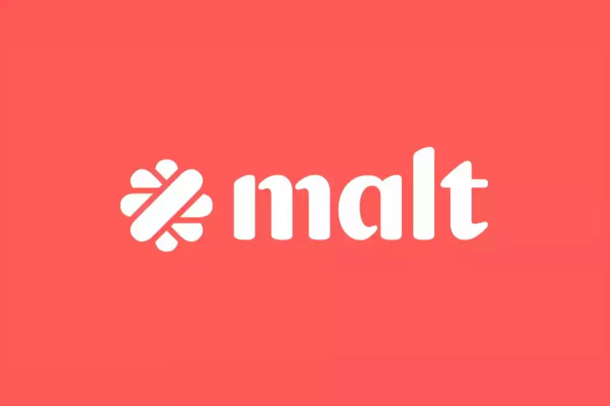 Logotipo de Malt sobre un fondo rojo.