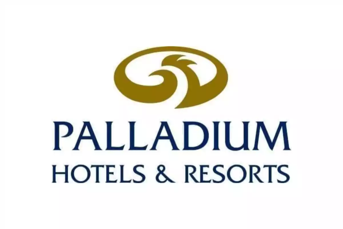 Logotipo de Palladium Hotels & Resorts con un diseño dorado sobre fondo blanco.