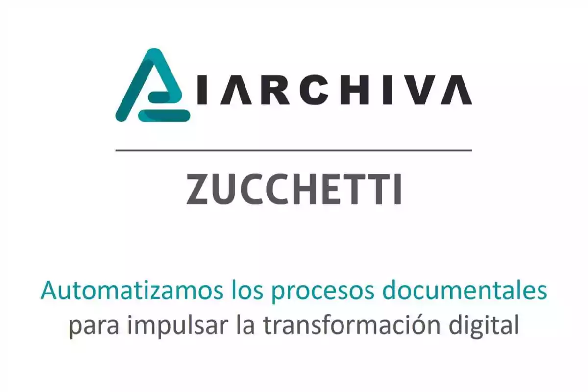 Logotipo de Archiva Zucchetti con el lema "Automatizamos los procesos documentales para impulsar la transformación digital".